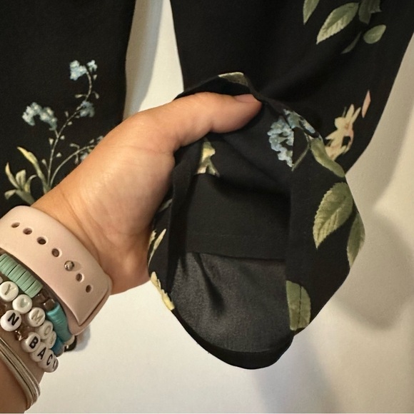 Joie Floral Silk Tie Waist Pants Womens Small Black - Picture 6 of 8